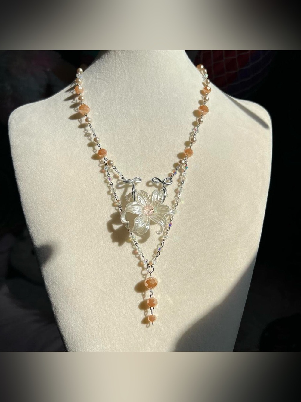 Hand crafted whimsical floral necklace